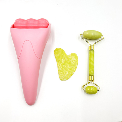 Waterdicht koelend gezicht Roller Natuurlijke Jade Roller Guasha Stone Set voor huidverjonging