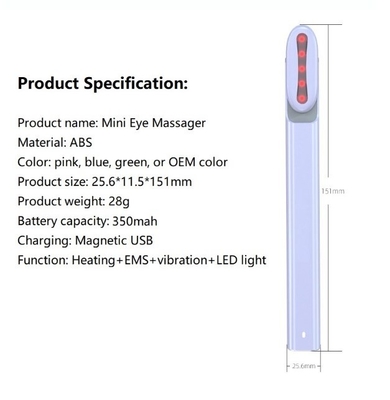 Persoonlijke gezondheidszorg 155*18,3*23,4 mm Rotatie Microcurrent Ems Oogmassager Pen Wand