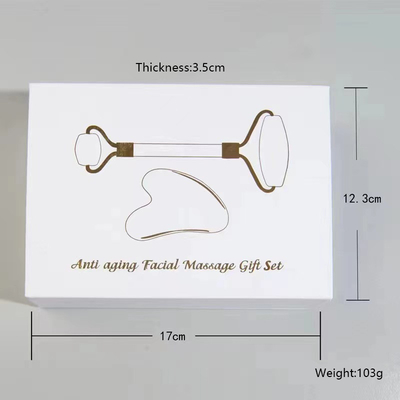 OEM/ODM Rose Quartz Jade Roller Facial Stone Massager Set met Serumolie en Gunsha