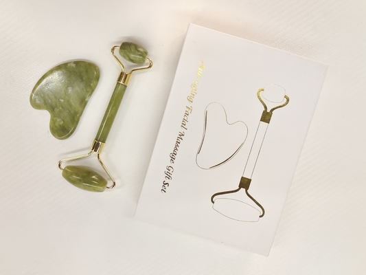 2024 Double Head Xiuyan Stone Jade Roller en Gua Sha Set voor huidverzorging Waterdicht Ja