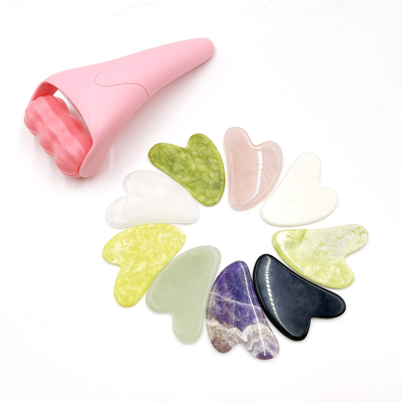 Waterdicht koelend gezicht Roller Natuurlijke Jade Roller Guasha Stone Set voor huidverjonging