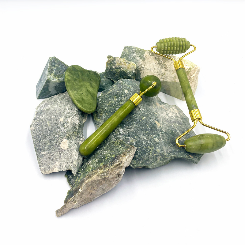 2024 Double Head Xiuyan Stone Jade Roller en Gua Sha Set voor huidverzorging Waterdicht Ja