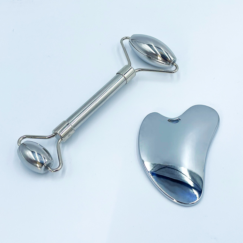 Gezichtsmassage Groen roestvrij staal Gua Sha Stone voor nek en gezicht Custom Logo Beauty